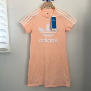 Adidas‎ 9-10 Years NEW Peach Orange Dress Short Sleeve Logo Print Outdoor Pastel